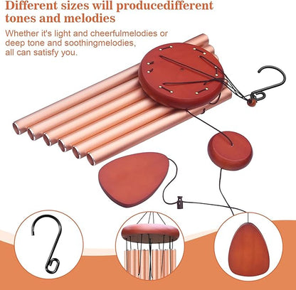 Large Aluminium Wind Chimes Outside, Soothing Melodic Memorial Sympathy Wind Chime, Suitable Outdoor Garden Decor, Gift for Mom Women Neighbors (Rose Gold Wind Chime-36“)