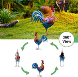 Metal Rooster Statue - Outdoor Garden Porch Patio Farm Backyard Decor - 21 Inch Metal Home Furnishing Artwork - Unique Gifts for Mom Women