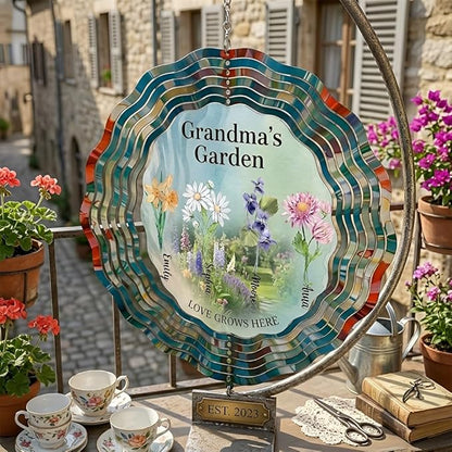 Personalized Mother's Day Wind Spinner for Mom Grandma, Mama Grandma Gifts Mothers Day Christmas, Floral Garden Decor Gift, Outdoor Yard Hanging Ornament 2