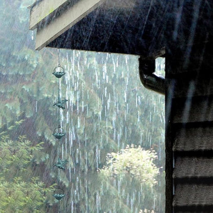 8.5Ft Copper Rain Chains for Gutters,Hummingbird Rain Chain for Gutters Outside,6 Lotus Rain Chain Cupsfor Gutters,Metal Rain Catcher Chain for gutters