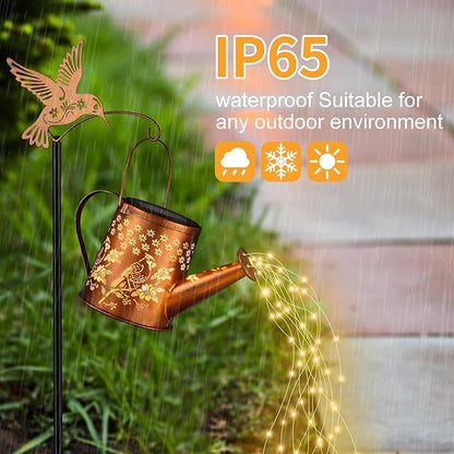 Gifts for Mom, Cardinal Solar Lantern Outdoor Waterproof, Outside Metal Watering can Landscape Lights for Garden Yard Patio Pathway Decor Birthday Gifts for Women Grandma -with Pole