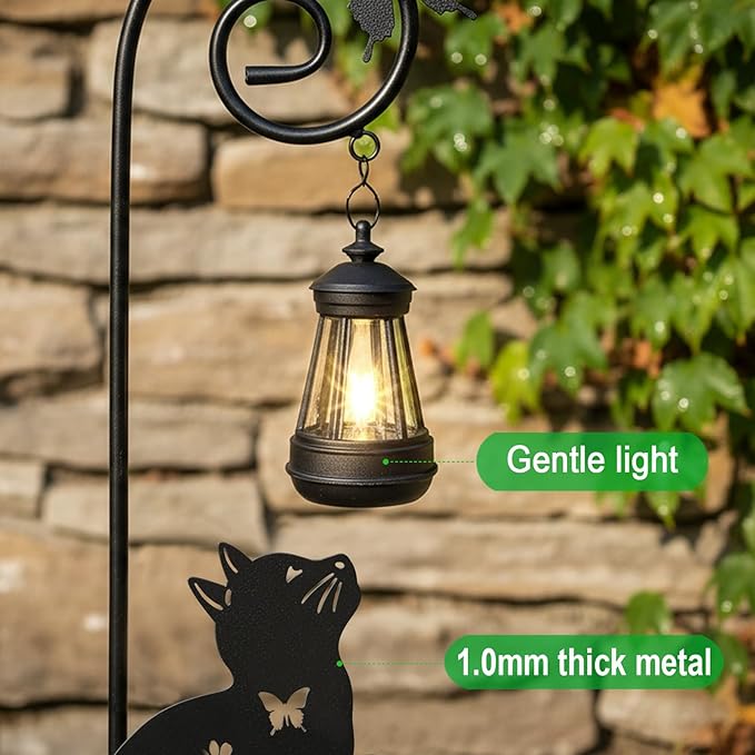 2 Pack Metal Beagle Dog and Cat Garden Stakes with Solar Lights Outdoor Decorative,Womens Gifts Unique,Garden Silhouette Animal Decor