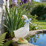 DiliComing Porch Goose Statue Outdoor Decor - 12 Inch Resin Garden Goose Statues Weatherproof Lawn Sculpture for Front Porch Yard Patio Gifts for Grandma Mom Women