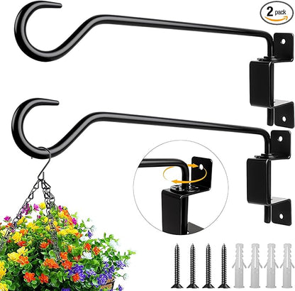 Aidoclip 2PCS Wall Mounted Plant Hanger, Indoor/Outdoor Decorative Hook for Hanging Plants, Windchime, Baskets – Rustic Iron Plant Holder, Ideal Wall Décor, Ceiling Hooks for Indoor Garden- (12in)