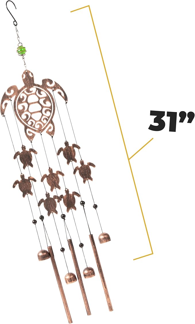 VP Home Tribal Turtles Outdoor Garden Decor Wind Chime (Rustic Copper)