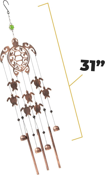 VP Home Tribal Turtles Outdoor Garden Decor Wind Chime (Rustic Copper)