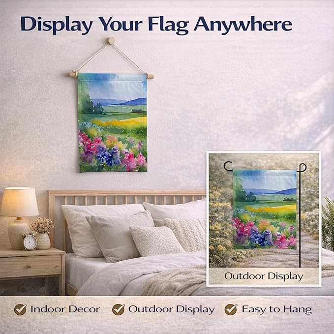 Caroline's Treasures Massachusetts Mayflowers in Watercolor Garden Flag Mailbox Flag Decorative Yard Flag Banner Outside Patio Artwork Yard Flower Beds, Garden Size, Multicolor