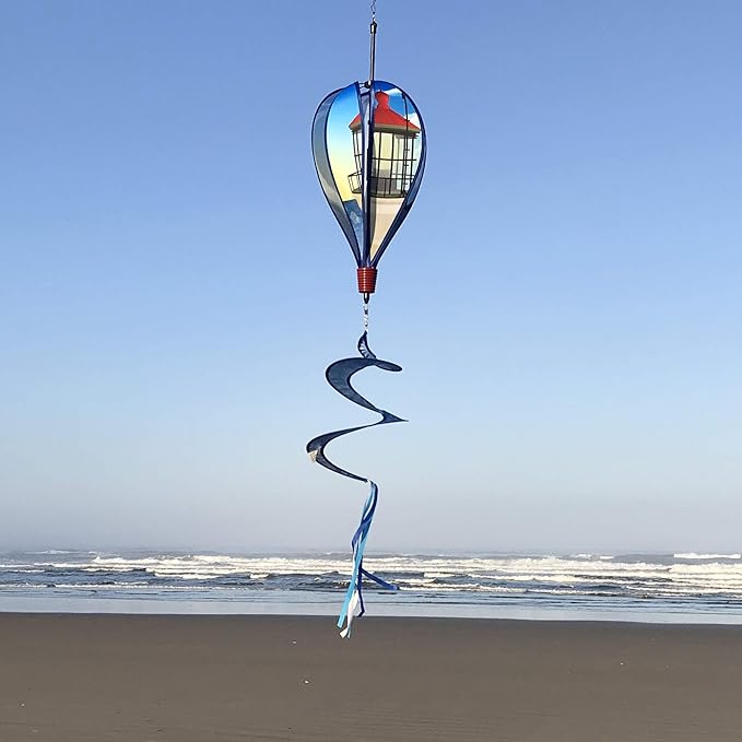 In The Breeze 0987 Coastal Lighthouse Hot Air Balloon-6 Panel Wind Decoration