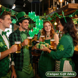 St. Patrick's Day Solar Shamrock Wind Chimes, Green Shamrock Solar Lights Outdoor Mobile Wind Chime for Party Window Garden Yard Decorations, Birthday Irish Gifts for Mom Women Grandma