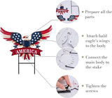 TERESA'S COLLECTIONS 4th of July Decorations for Outdoor, Patriotic Memorial Day Garden Decor, Eagle Metal Yard Art Sign for Outside, Americana Garden Stake for Lawn, Independence Day Gifts, 26.7''