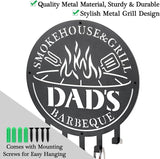 Qmetalart Metal BBQ Sign with Utensil Hangers Smokehouse Wall Art for Outdoor Grill Area Patio Backyard Decor Barbecue Grill Gift for Dad, Grandpa, Papa - Father’s Day Gift