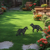 WADORN 2Pcs Raccoon Metal Decorative Garden Stakes, Black Raccoon Silhouette Metal Outdoor Statues Animals Garden Ornament Gifts Black Yard Art Decoration for Outdoor Backyard Patio Lawn Walkways
