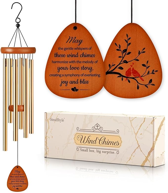 SteadStyle Anniversary Decorations for Couples, Parents, Husband, Wife, Wedding Anniversary Keepsake Wind Chimes for Outside Garden Patio Backyard Porch