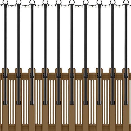 NUERPO 10 Pack String Light Poles,5Ft Metal Poles for Outdoor String Lights,Outdoor Light Poles with Post,Poles/Stand for Outside,Patio,Deck,Backyard,Garden Wedding,Party