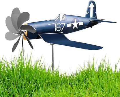 Airplane Wind Spinner, Airplane Weather Vane for The Yard Garden Wind Sculpture Windmill Aircraft Pinwheel Metal Handmade A-irplane W-eathervanes Windmill Outdoor Courtyard Decor Garden Pinwheels