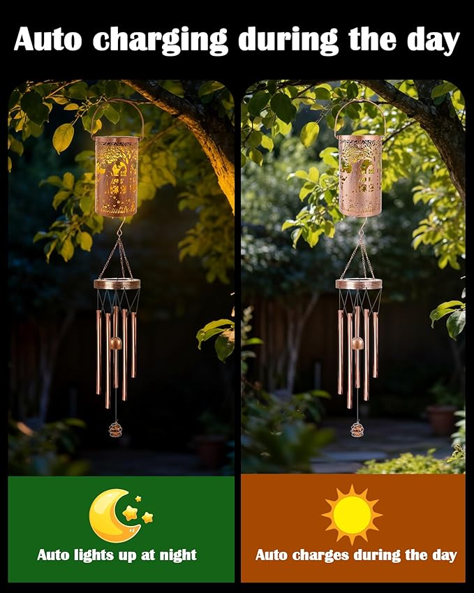 German Shepherd Gifts Windchimes - Metal Wind Chimes for Outside with Solar Lanterns Indoor Outdoor Hanging Waterproof Lights Garden Patio Decor Birthday Gift for Women Mom Wife Dog Lover