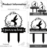 Geelin Memorial Stakes Cemetery Decorations for Grave Hummingbird Grave Marker Memorial Plaques Bird Flower Gift for Loss of Mother Father Outdoors Yard Garden Decor(Forever Our Hearts)