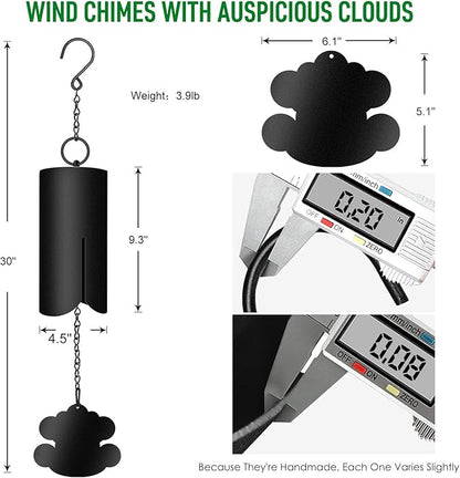 Feng Shui Windbell with Auspicious Clouds,Large Wind Chimes for Outside Deep Tone,Memorial Wind Chimes for Loss of Loved One Prime.30 Inch