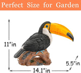 Teaeeno Garden Toucan Statue Decor Outdoor, Toucan Bird Outdoor Tiki, Resin Toucans Outdoor Tropical Decor Bird Sculptures for Patio Lawn Yard Home Decoration, Tropical Garden Decor