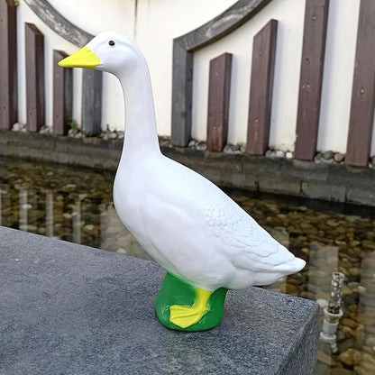 Garden Statues Goose Statue 7Inch White Goose Figurine Ornament Desktop Animals Figurines Car Decoration Farm Craft Decoration Yard Ornaments Decor