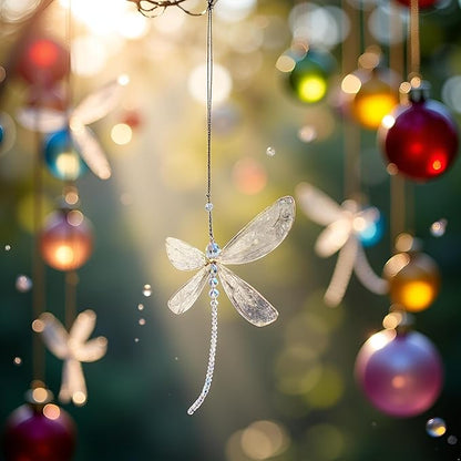 Dragonfly Crystal, Hanging Dragonfly Rainbow Maker Pendant for Windows Garden Wedding Car Decor
