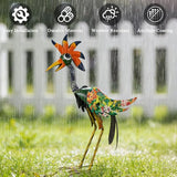 24'' Metal Wacky Peacock Garden Statues Outdoor Decor, Rooster Decor Chicken Yard Sculptures Art Decoration for Home Outsiede Patio Lawn Backyard, Gift for Women Lovers Moms(Red & Green)