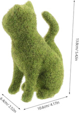 Yardwe Flocking Cat Figurine Decor Lifelike Green Flocking Kitten Statue for Outdoor Lawn Garden and Balcony Decoration Realistic Faux Moss Animal Ornament for Versatile Use
