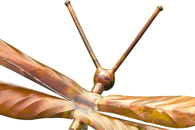 Set of 4 Ancient Graffiti Staked Dragonfly Garden Ornaments, Handcrafted Metal Yard Art with Step-in Stakes, Outdoor Garden Sculptures in Varied Brown Tones, Durable Decorative Lawn Accents