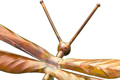 Set of 4 Ancient Graffiti Staked Dragonfly Garden Ornaments, Handcrafted Metal Yard Art with Step-in Stakes, Outdoor Garden Sculptures in Varied Brown Tones, Durable Decorative Lawn Accents
