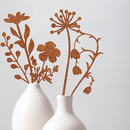 Metal Flowers Garden Stakes, Flower Bed Decor Plant Stakes, Rusted Metal Flower Plant Art for Outside, Yard Art Outdoor for Lawn Yard, Walkway Flower Garden Pots