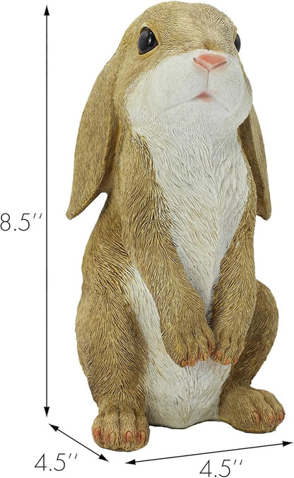 JORAE Standing Rabbit Statue Curious Easter Bunny Outdoor Garden Statues Patio Yard Home Decorations Sculpture Mustard, 8.5In, Polyresin