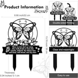 Geelin Butterfly Memorial Stake Decorations for Dad Cemetery Memorial Plaques for Grave Butterfly Metal Grave Marker Black Sympathy Garden Stake for Outdoor Yard, 13.78 x 8.66 x 0.04 Inch