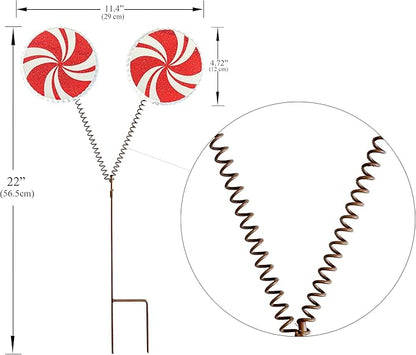 Christmas Candy Cane Lollipop Yard Stakes, Outdoor Holiday Decorations, Peppermint swirPathway Markers, Festive Garden Lawn Decor for Christmas Party and Winter Display, Set of 3