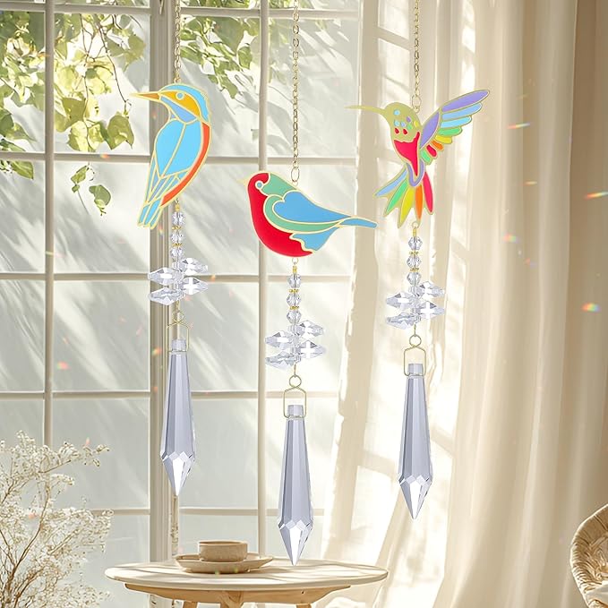 Hummingbird Crystal Sun Catcher, Glass Window Hanging Ornament,Crystal Prism Suncatcher Outdoor Indoor Home Garden Party Decoration