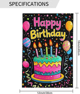 Happy Birthday Garden Flags 12×18 Inch Double Sided Decorative Yard Banner Seasonal Flag for Outdoor Outside Decor