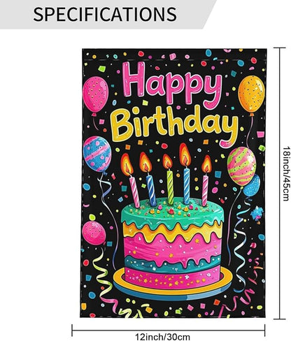 Happy Birthday Garden Flags 12×18 Inch Double Sided Decorative Yard Banner Seasonal Flag for Outdoor Outside Decor
