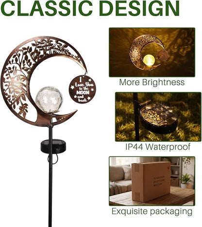 MEBRUDY Solar Garden Decor Lights with Tag, Moon Solar Light Waterproof Outdoor Decor for Yard, Lawn, Patio, Pathway, Garden Gifts for Mother, Grandma, Women