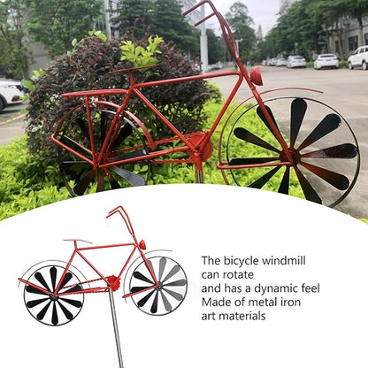 Fdit Vintage Metal Wind, Bike Garden for Yard and Garden, Vintage Wind Sculptures Stake Decoration for Patio Lawn Farm Backyard