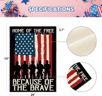 AVOIN colorlife Memorial Day Patriotic House Flag 28x40 Inch Double Sided, Veteran USA flag 4th of July Independence Day Yard Outdoor Flag