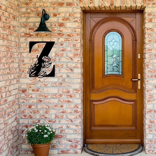 Metal Name Sign,Initial Welcome Letter Monogram Wall Decor,Wall Art Last Name Signs,Garden Door Decor for Outside,Wedding,House Warming Gift,12 inch in Height (Letter Z)
