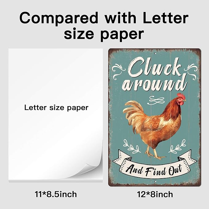 Putuo Decor Funny Chicken Cluck Around And Find Out Tin Sign Funny Chicken Sign Farm Chicken Coop For Kicthen Garden Decor Vintage Metal Tin Sign Wall Plaque For Yard Outdoor Decor 12x8 Inch