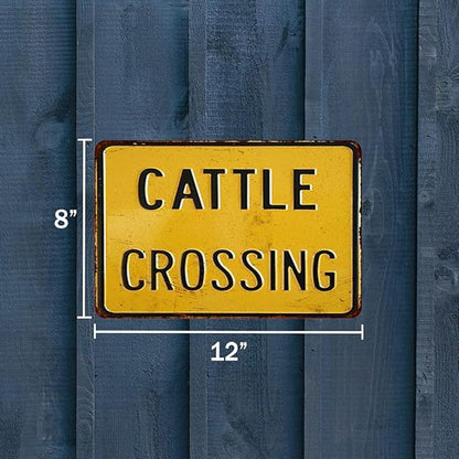 Cattle Crossing Sign Vintage Retro Decor Cow Ranch Signs Decorations Farm Animal Gift 8 x 12 High Gloss Metal 208120067031