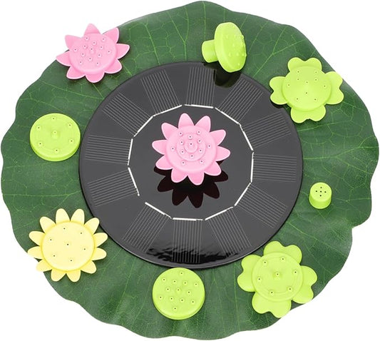1set Lotus Solar Fountain Solar Bird Bath Outdoor Garden Decor Water Feature Floating Fountain