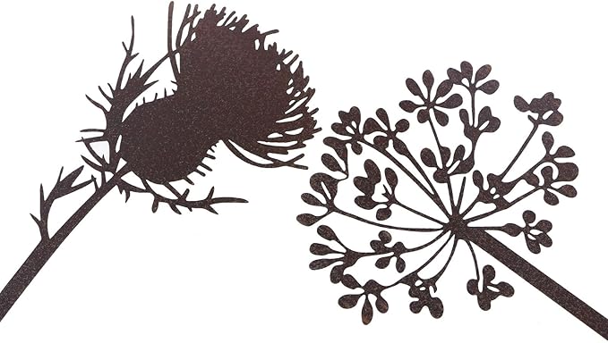 QAZXCDEW-Metal Flowers for Outside,Rusty Garden Decorative Stakes 5 Patterns for Deck, Garden Patio, Yard, Outdoor Decor-5pcs