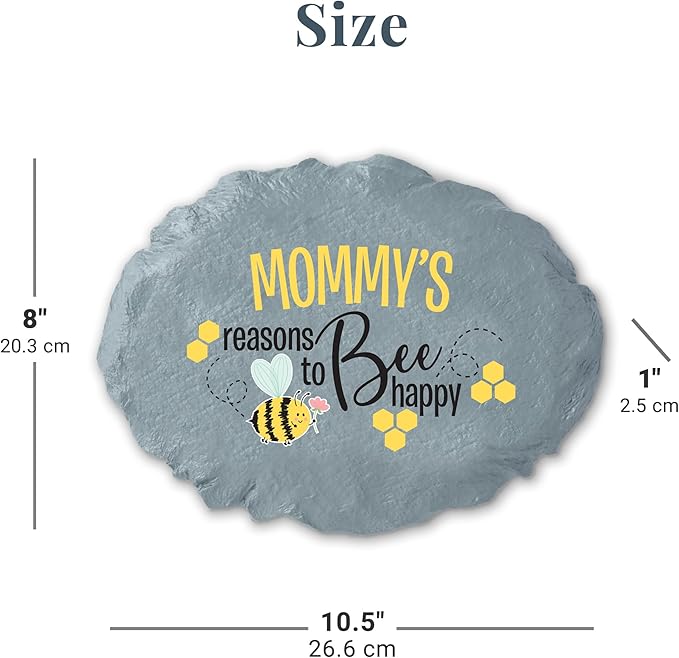 Let's Make Memories Personalized Reasons to Bee Happy Garden Stone - Garden Décor - Customized Garden Stone - Large Garden Stone - 10" Diameter