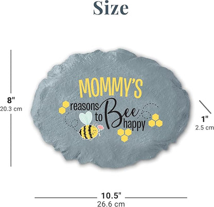 Let's Make Memories Personalized Reasons to Bee Happy Garden Stone - Garden Décor - Customized Garden Stone - Large Garden Stone - 10" Diameter