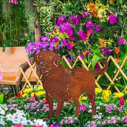 Pssopp Garden Metal Dog Stakes, Labrador Silhouette Animal Sculpture for Backyard Garden Decoration ()