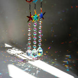 3PCS Seahorse & Starfish Crystal Suncatchers, Stained Glass Metal Hanging Sun Catcher Set with Colorful Crystal Prisms, Rainbow Maker Window Garden Patio Fence Décor