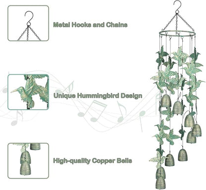 Taman Wind Chime - 30" Hummingbird Metal Wind Chimes Valentine's Day Gift for Outside Memorial Sympathy Gift for Home, Outdoor, Yard, Patio,Garden Decor