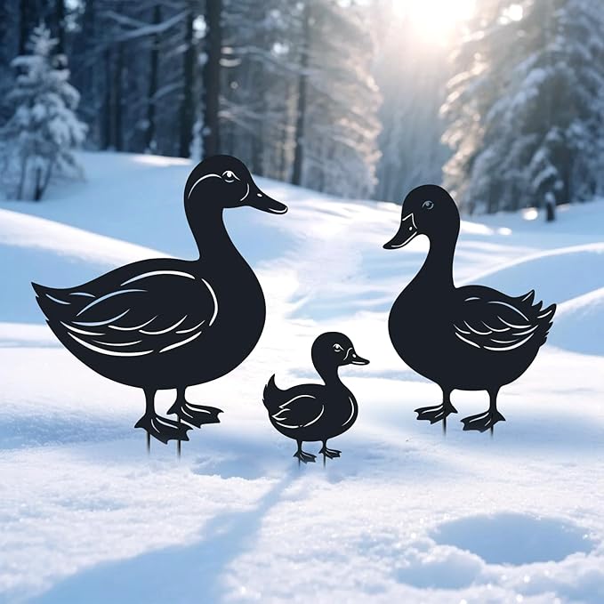 WACLSTDAY Duck Metal Decorative Garden Stakes Duck Gifts for Women/Men,Black Ducks Silhouette Statues for Garden Decor, Yard Art, Lawn, Pathway, Patio,Outdoor